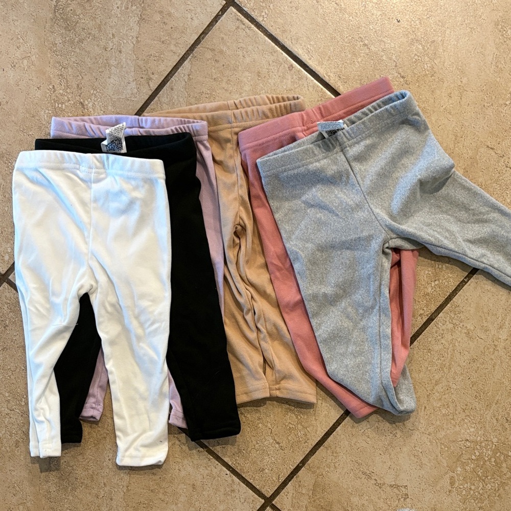 SHEIN Kids Leggings Set - Black, White, Pink, Gray, Tan